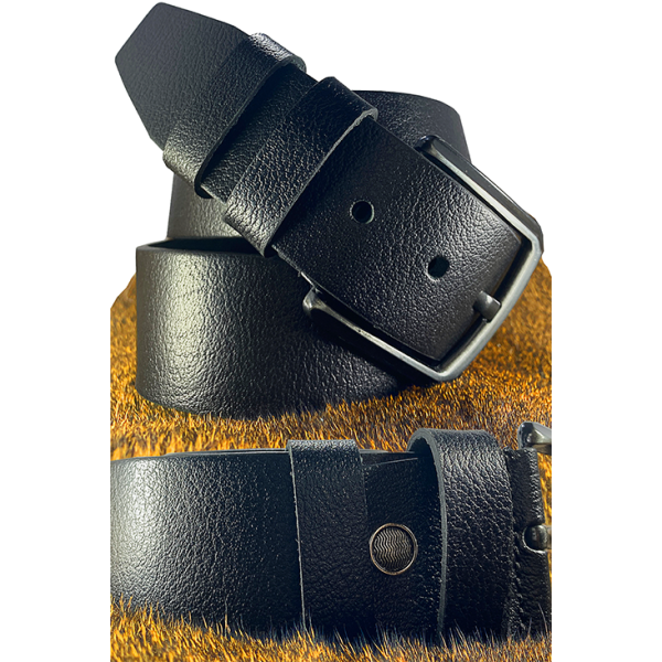 Erkek Hakiki Deri Kemer Siyah Spor Kot Kemeri 4.5 cm Gerçek Manda Derisi