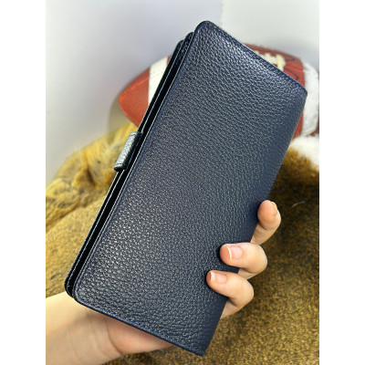 Hakiki Deri Lacivert Kadın Cüzdanı Telefon Bölmeli Flother Gerçek Deri Cüzdan - 1