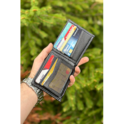 Erkek Hakiki Deri Siyah Cüzdan Palet Flother Gerçek Deri Cüzdan - 2