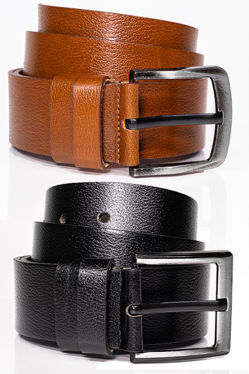 Hakiki Deri Erkek Kot Kemeri 2'li Siyah & Taba