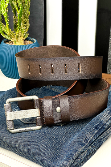 kahverengi deri kemer