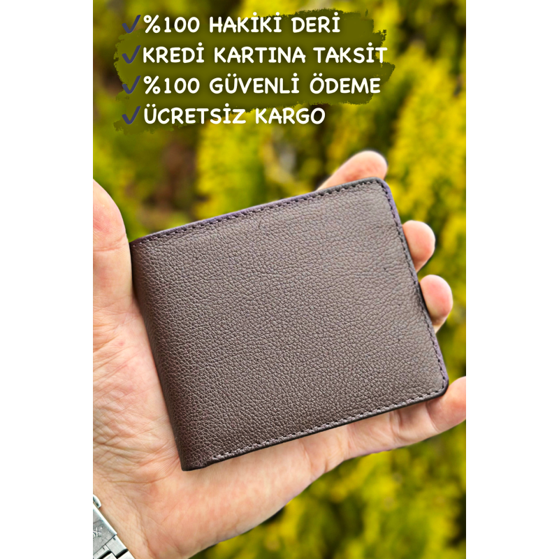 Erkek Hakiki Deri Kahverengi Cüzdan Garzia Gerçek Deri Cüzdan