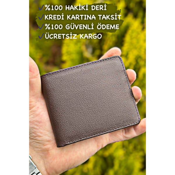 Erkek Hakiki Deri Kahverengi Cüzdan Garzia Gerçek Deri Cüzdan