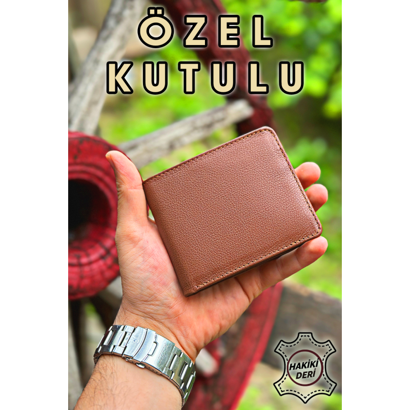 Hakiki Deri Erkek Cüzdan Taba Renk Gerçek Deri Bay Cüzdan