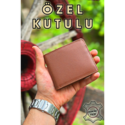 Hakiki Deri Erkek Cüzdan Taba Renk Gerçek Deri Bay Cüzdan