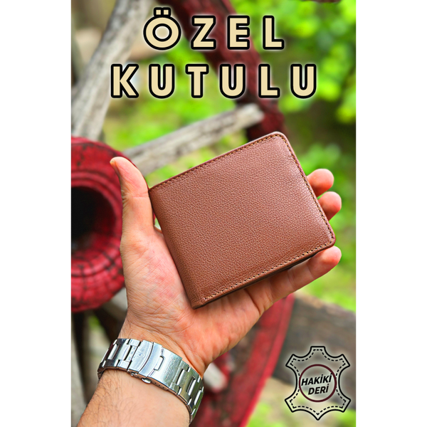 Hakiki Deri Erkek Cüzdan Taba Renk Gerçek Deri Bay Cüzdan