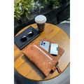 Hakiki Deri Unisex El Çantası Taba Telefon Bölmeli ve Fermuarlı